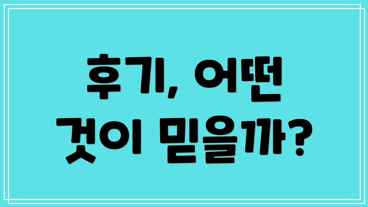 후기, 어떤 것이 믿을까?