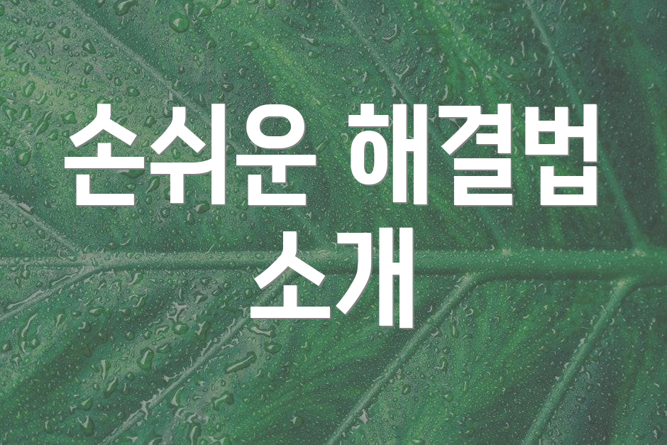 손쉬운 해결법 소개