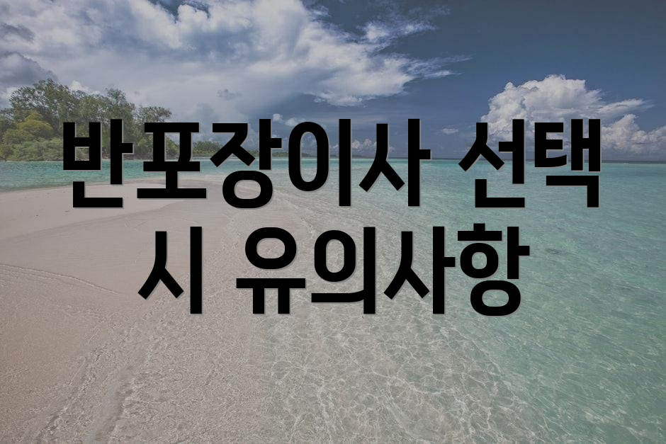 반포장이사 선택 시 유의사항