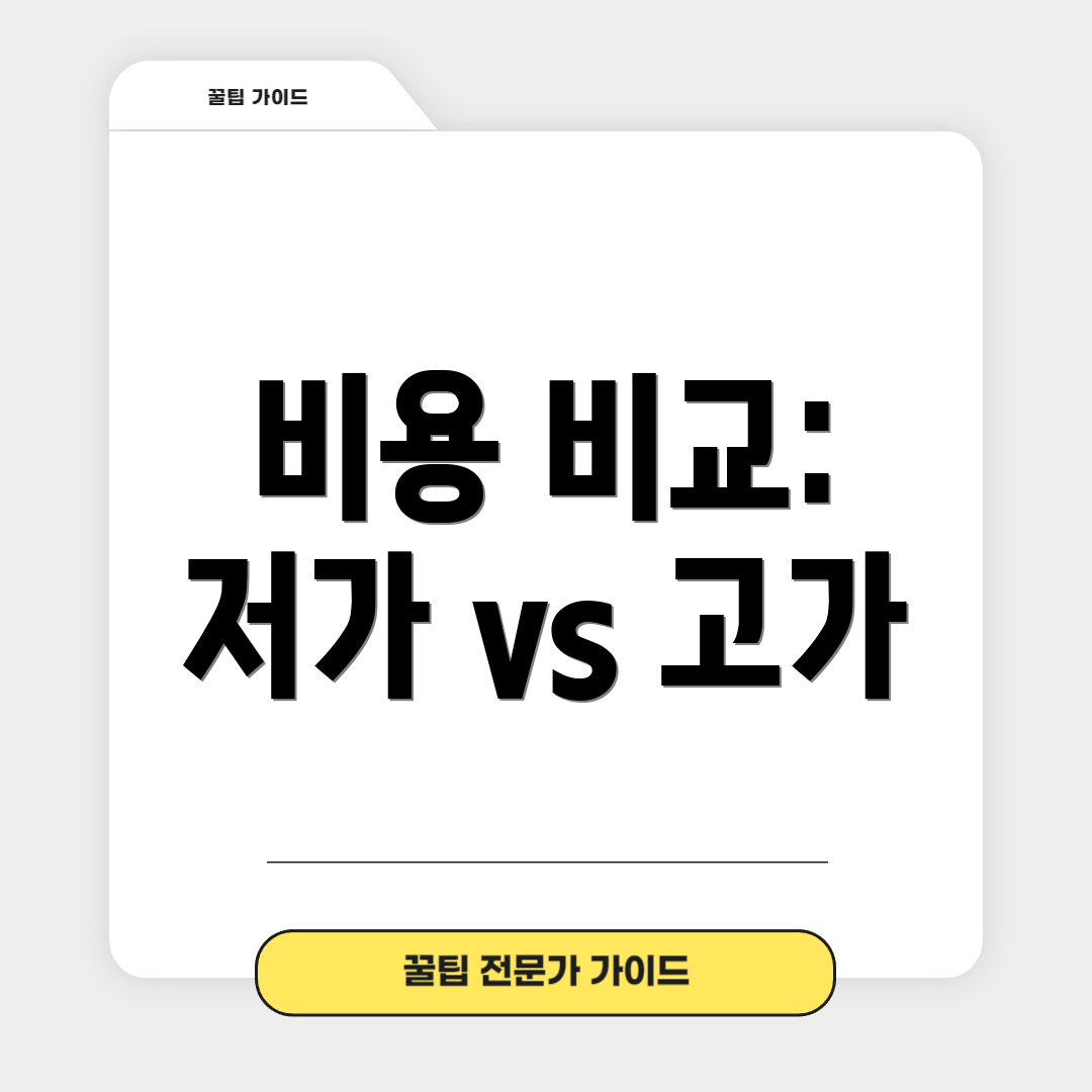 비용 비교: 저가 vs 고가