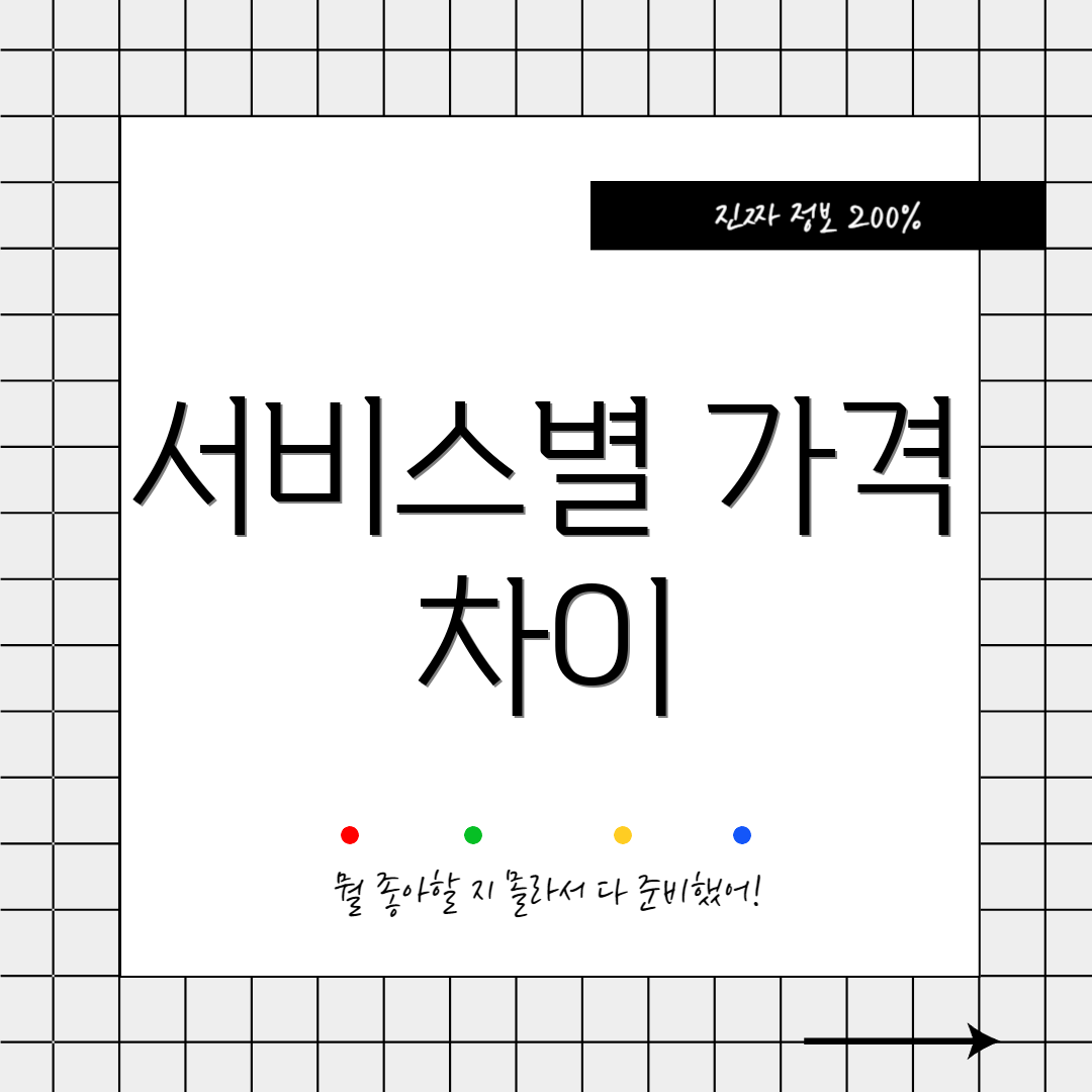 서비스별 가격 차이