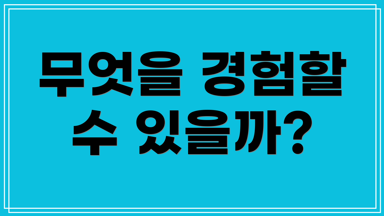 무엇을 경험할 수 있을까?
