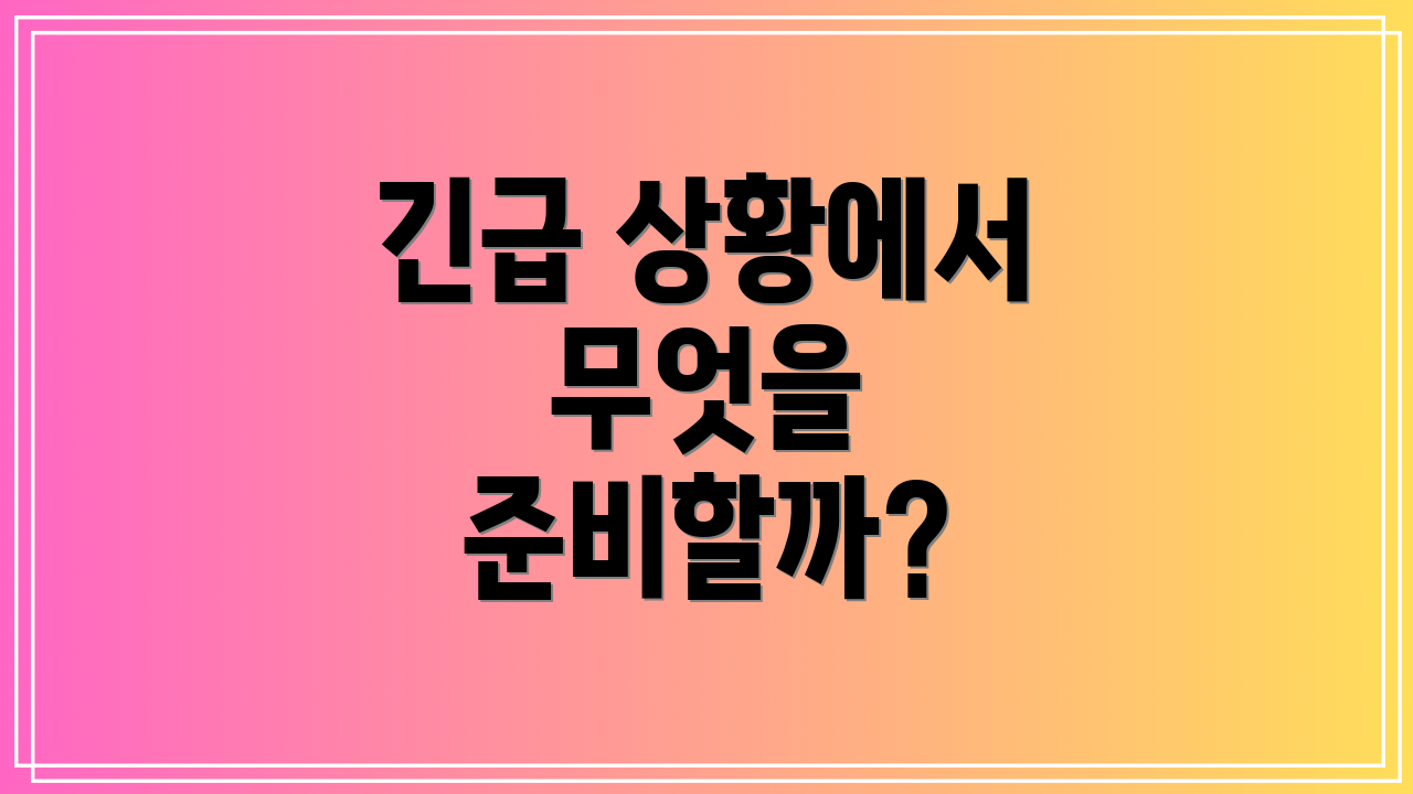 긴급 상황에서 무엇을 준비할까?