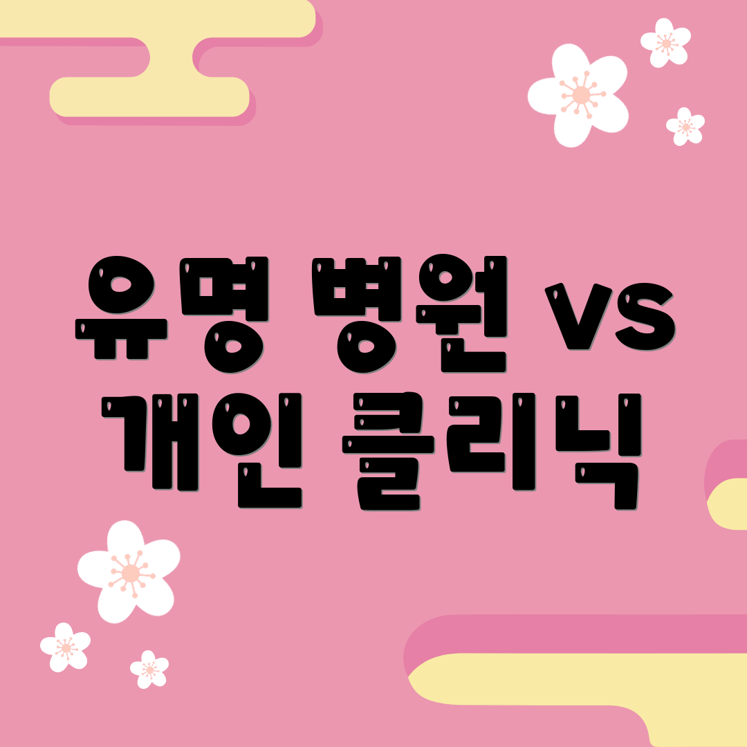 유명 병원 vs 개인 클리닉