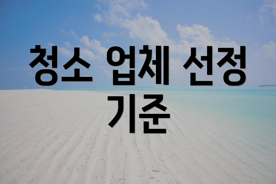 청소 업체 선정 기준