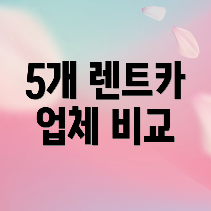 5개 렌트카 업체 비교