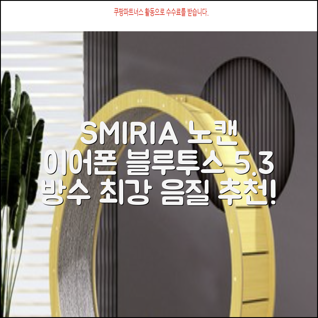SMIRIA 노이즈 캔슬링 무선 이어폰 블루투스 5.3 자동 페어링 방수 배터리 잔량 확인, 블랙 추천 리뷰